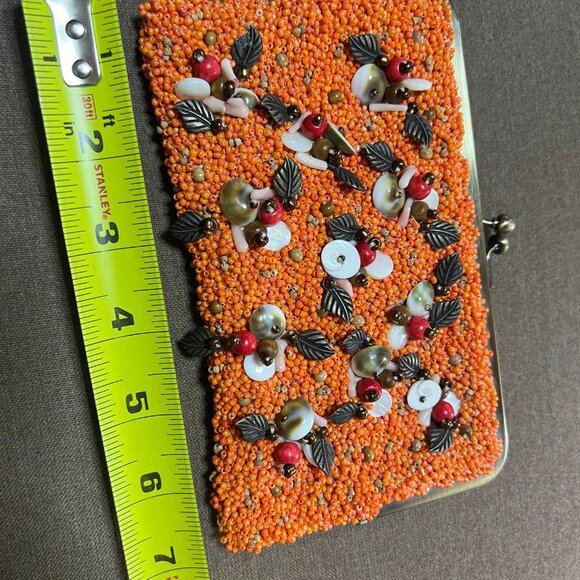 JCrew Orange Beaded and Seashell Clutch Bag - Picture 4 of 5